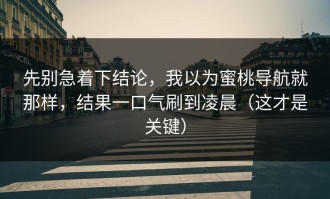 先别急着下结论，我以为蜜桃导航就那样，结果一口气刷到凌晨（这才是关键）