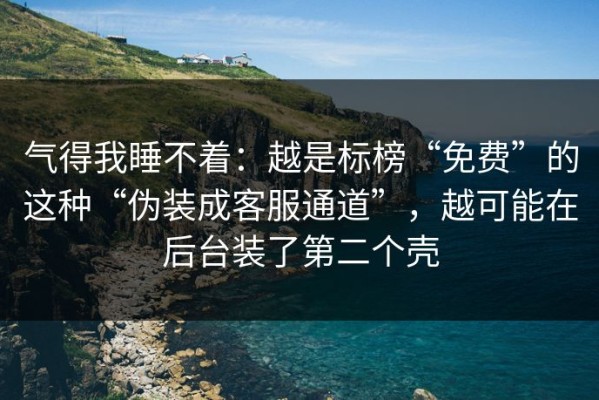 气得我睡不着：越是标榜“免费”的这种“伪装成客服通道”，越可能在后台装了第二个壳