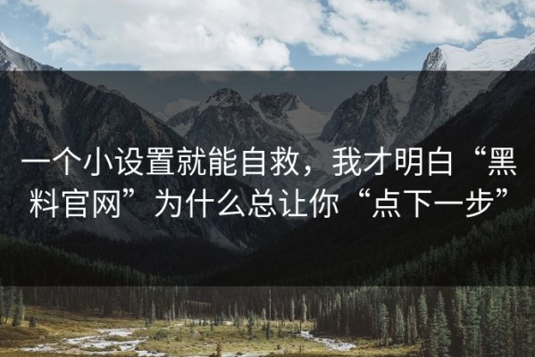 一个小设置就能自救，我才明白“黑料官网”为什么总让你“点下一步”