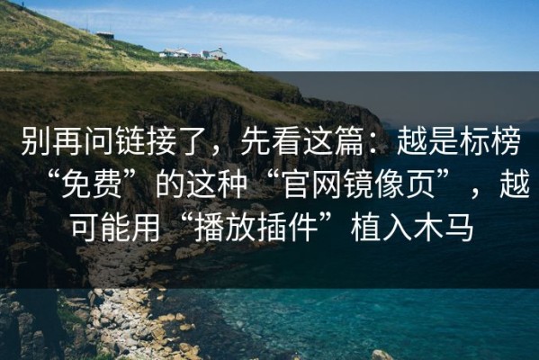别再问链接了，先看这篇：越是标榜“免费”的这种“官网镜像页”，越可能用“播放插件”植入木马