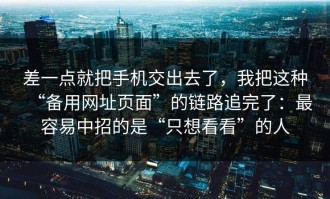 差一点就把手机交出去了，我把这种“备用网址页面”的链路追完了：最容易中招的是“只想看看”的人
