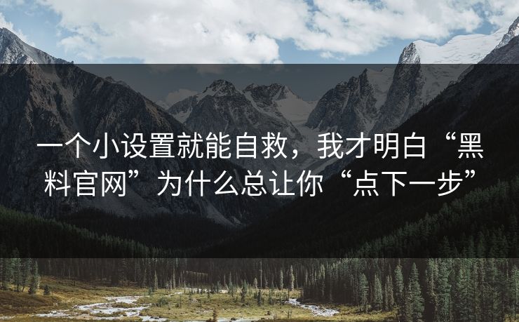一个小设置就能自救，我才明白“黑料官网”为什么总让你“点下一步”